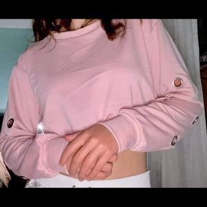 Light pink long sleeve with metal ring holes